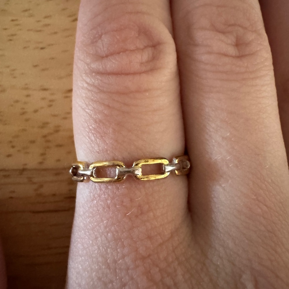 Kendra Scott 18k Gold Vermeil and Sterling Silver Wren Chain Ring - Size 8